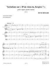Bédard: CH. 79 Variations sur Doù viens-tu, bergère?